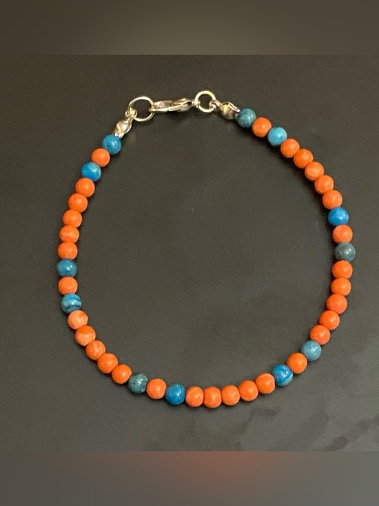Jewelry - Orange Howlite & Lab created Turquoise bracelet